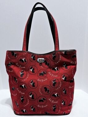 Lulu Guinness Red Tote with Black Accents